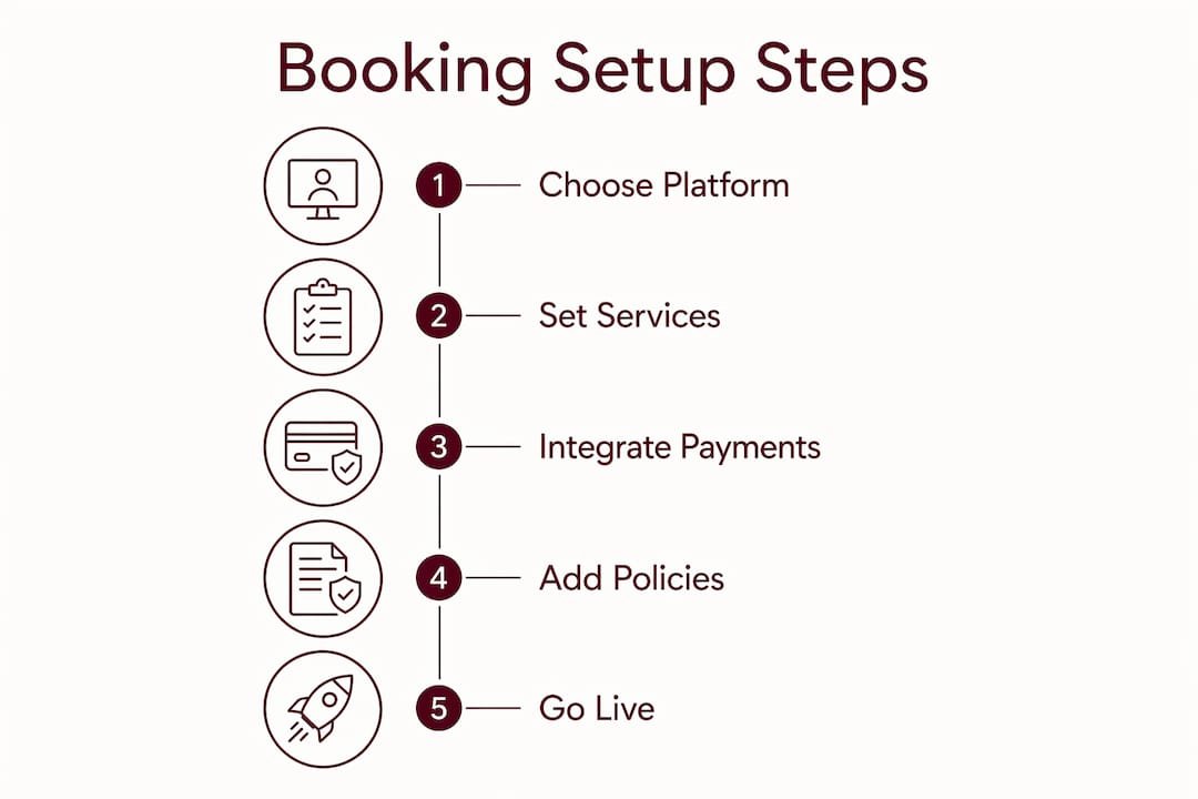 Infographic illustrating steps to set up online booking