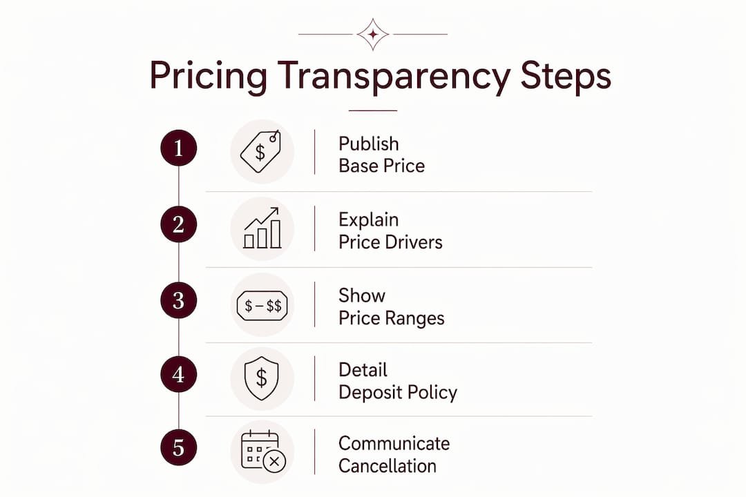 Infographic outlining pricing transparency steps
