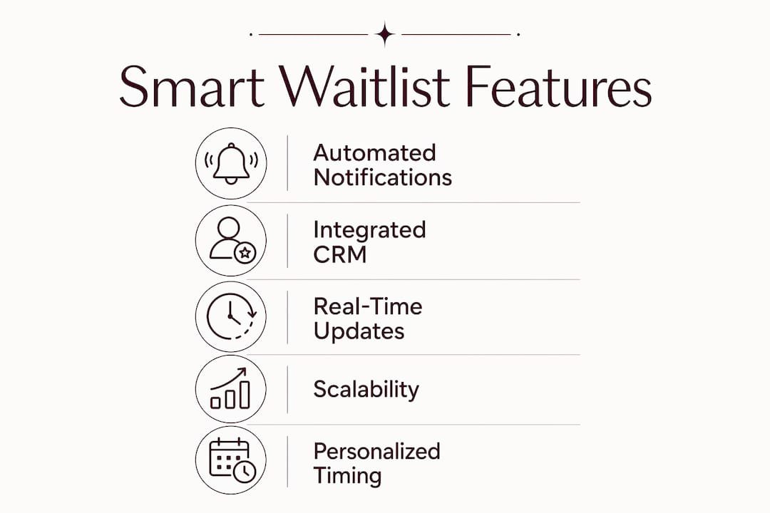 Infographic illustrating core features of smart waitlists