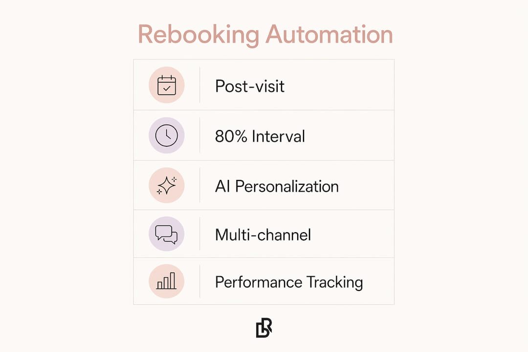 Infographic of rebooking automation steps and benefits