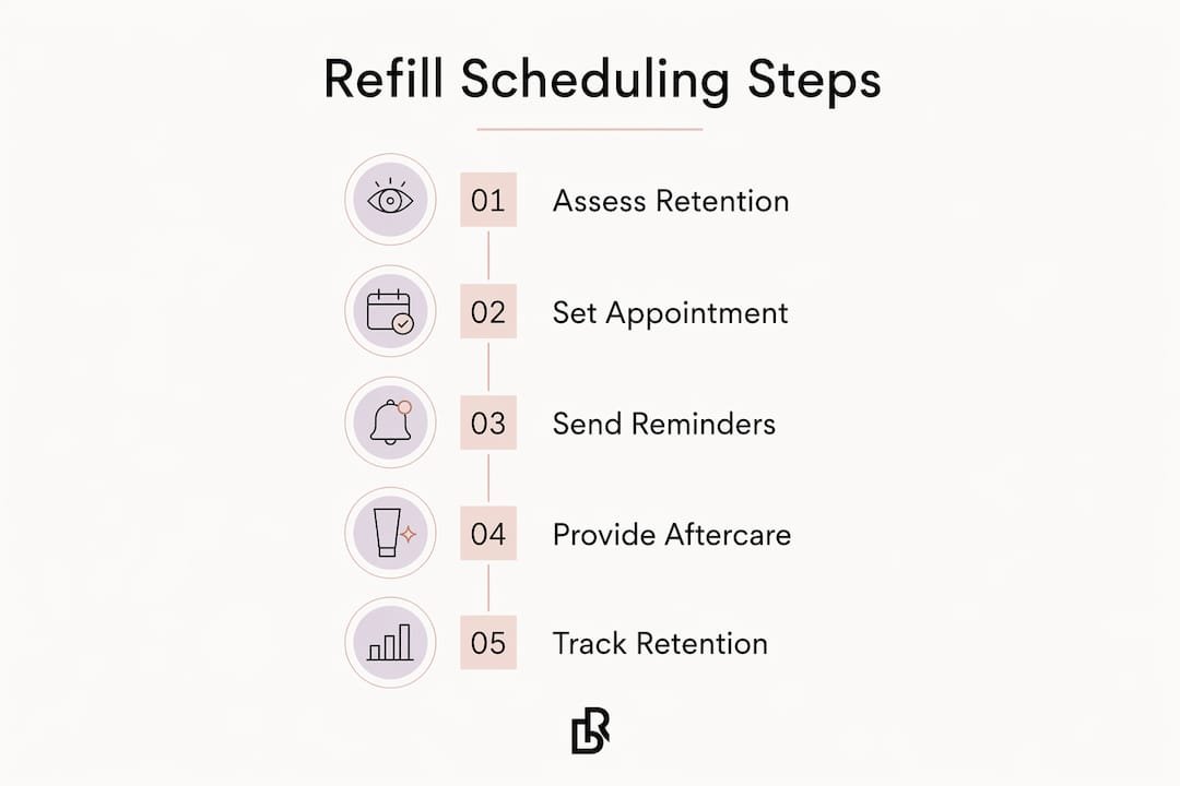 Infographic outlining lash refill scheduling steps