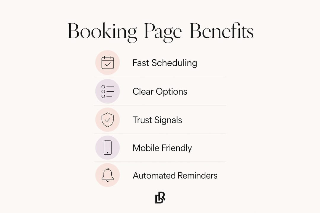 Infographic on booking page benefits
