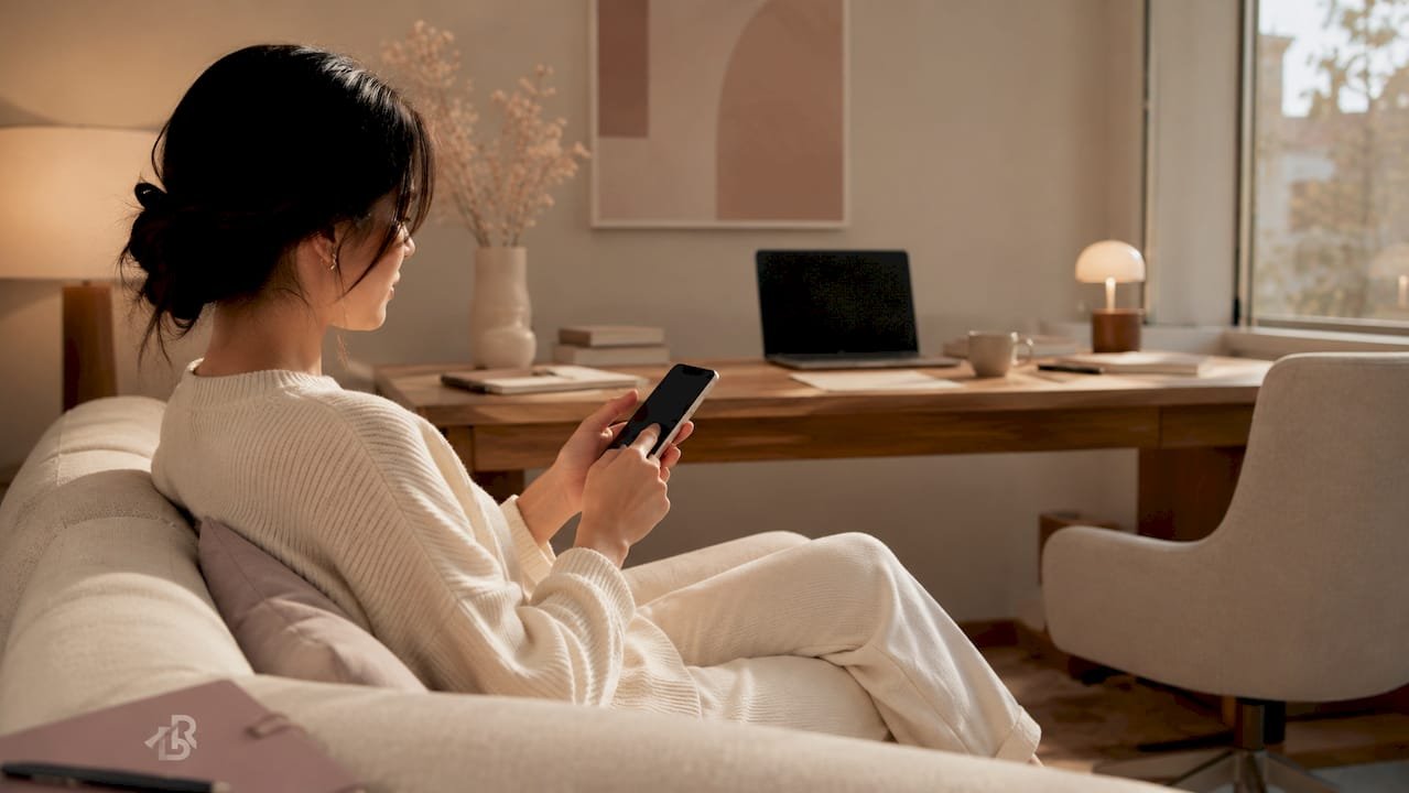 Client using phone to reschedule nail appointment