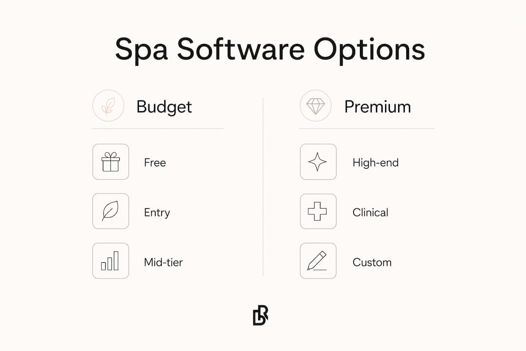 Infographic comparing spa software tiers
