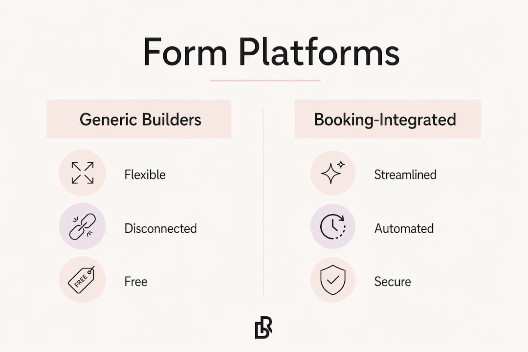 Infographic comparing generic and booking-integrated form platforms