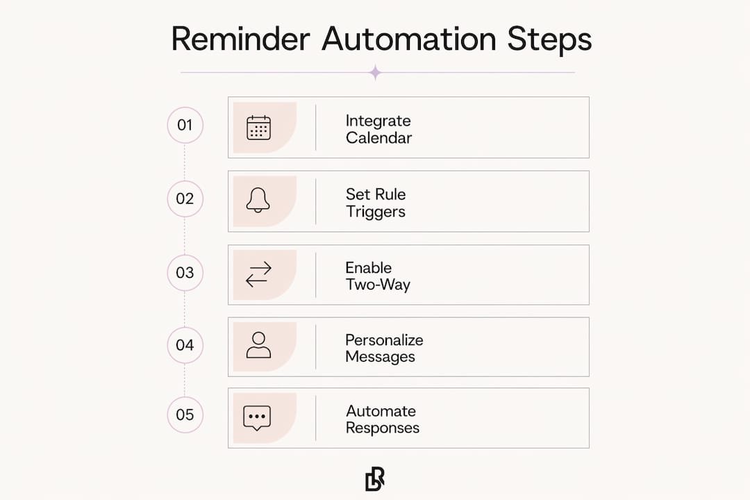 Infographic illustrating steps for automating appointment reminders