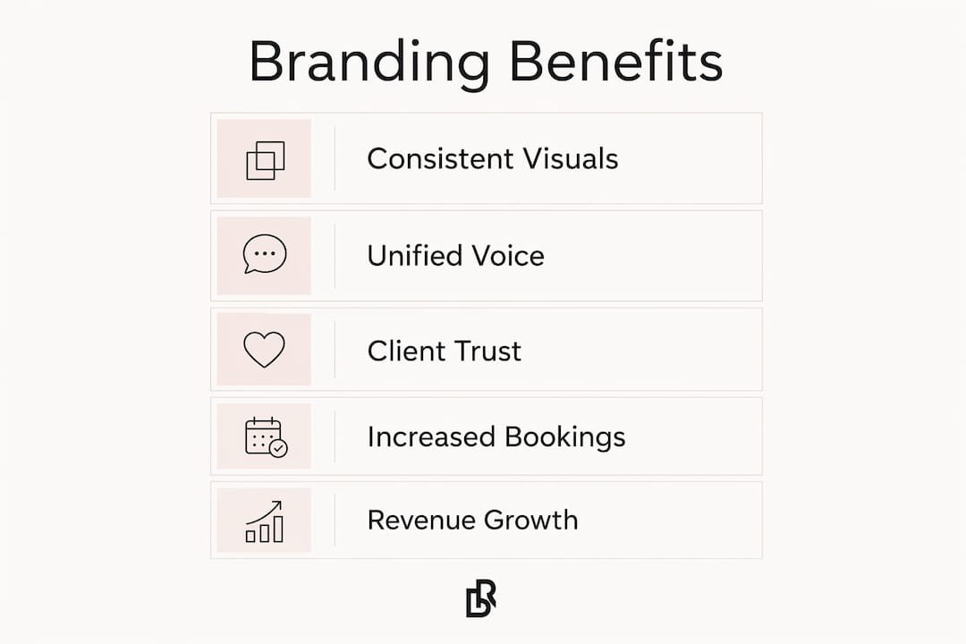 Infographic showing steps from brand consistency to increased bookings