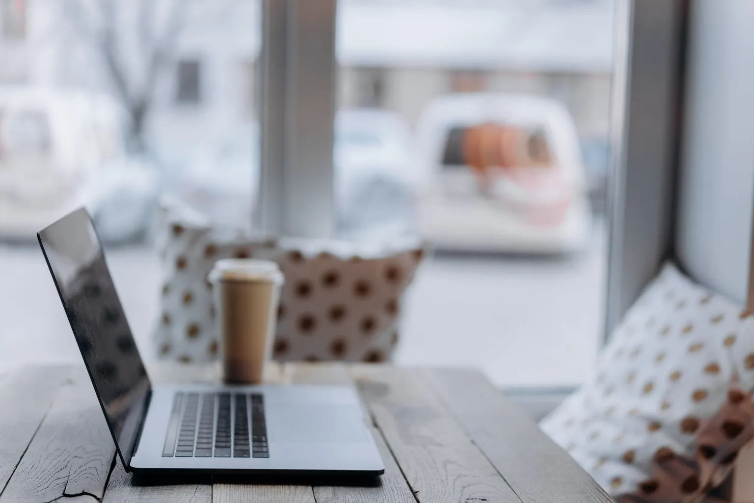Small business laptop workspace
